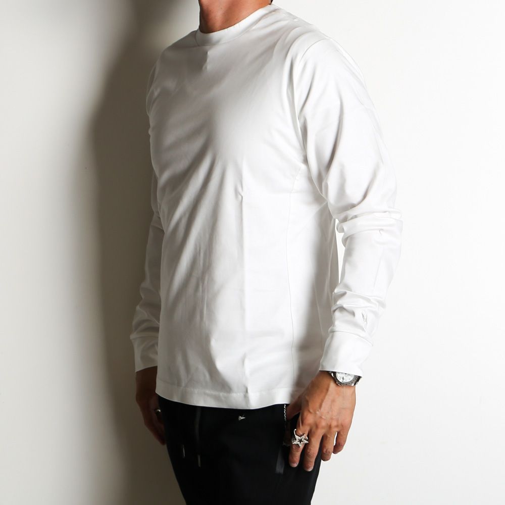 SUPER MERCERIZED LONG SLEEVE T-SHIRT - WHITE / ダブルシルケット ベーシック ロングスリーブTシャツ / UST-24059