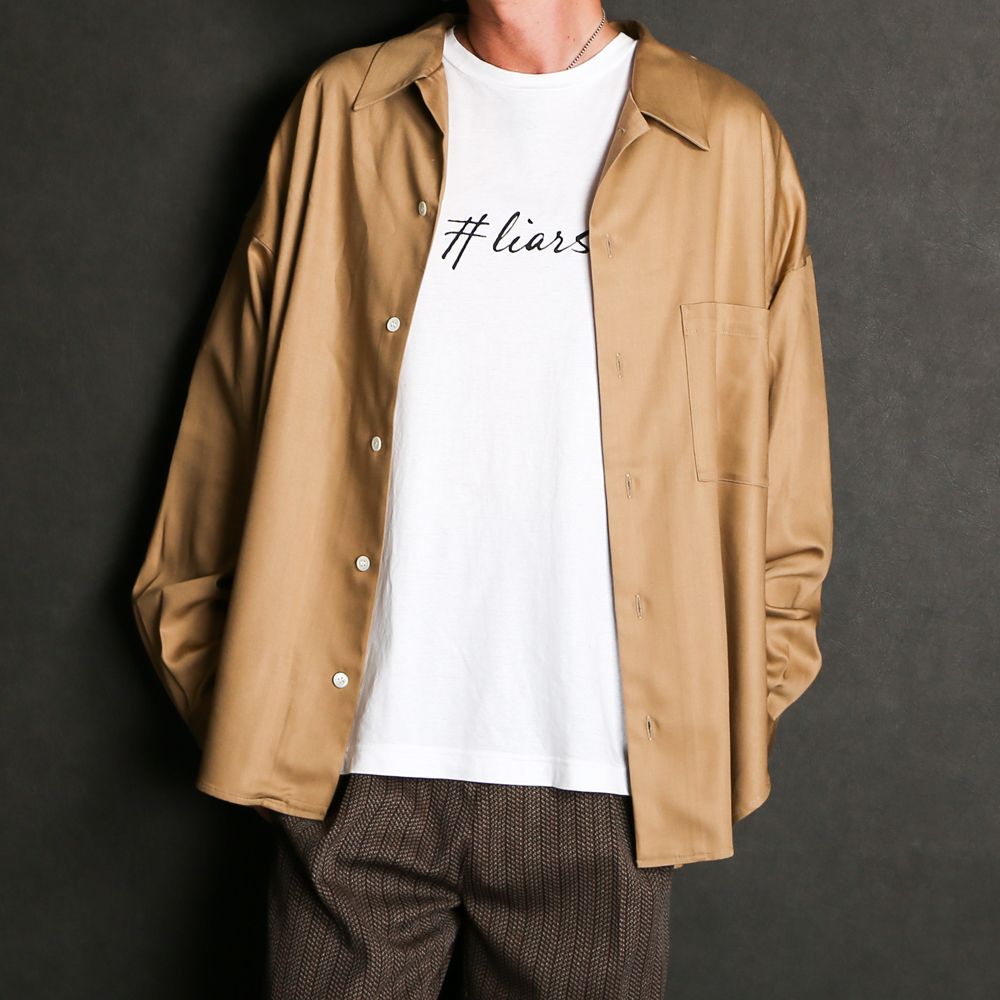 Regular fit big shirt - Rayon poly gabardine / レギュラーフィット ビッグシャツ ギャバジン / SN-411B