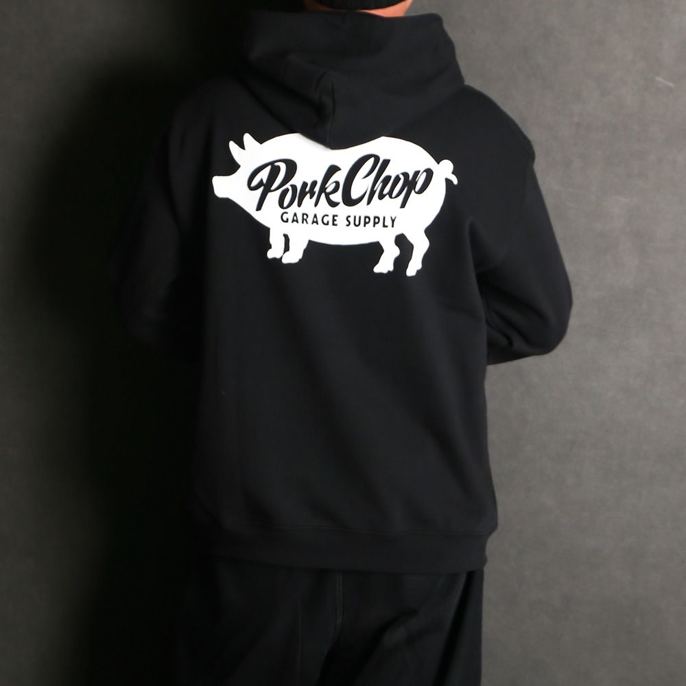 SCRIPT PORK HOODIE - BLACK / プルオーバーパーカー