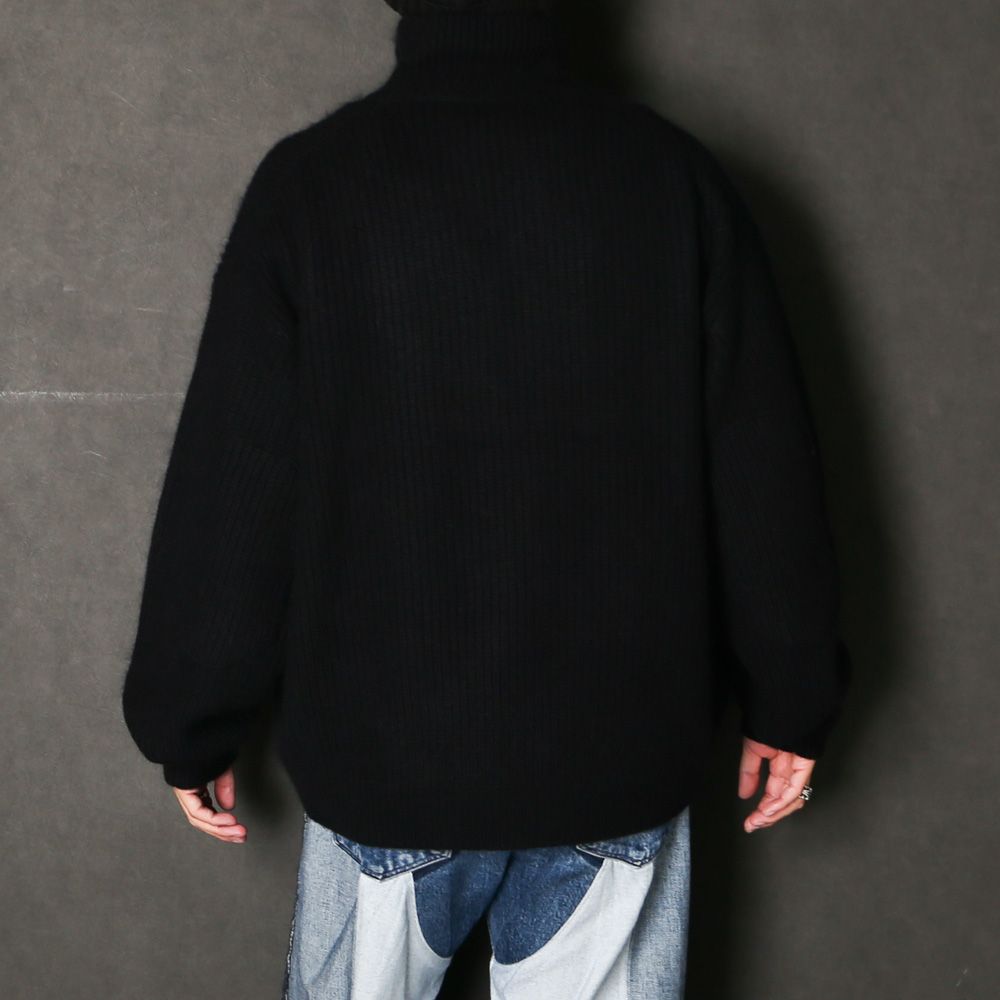 RACCON HALF ZIP KNIT - BLACK / ハーフジップニット / VTM-26-K-106