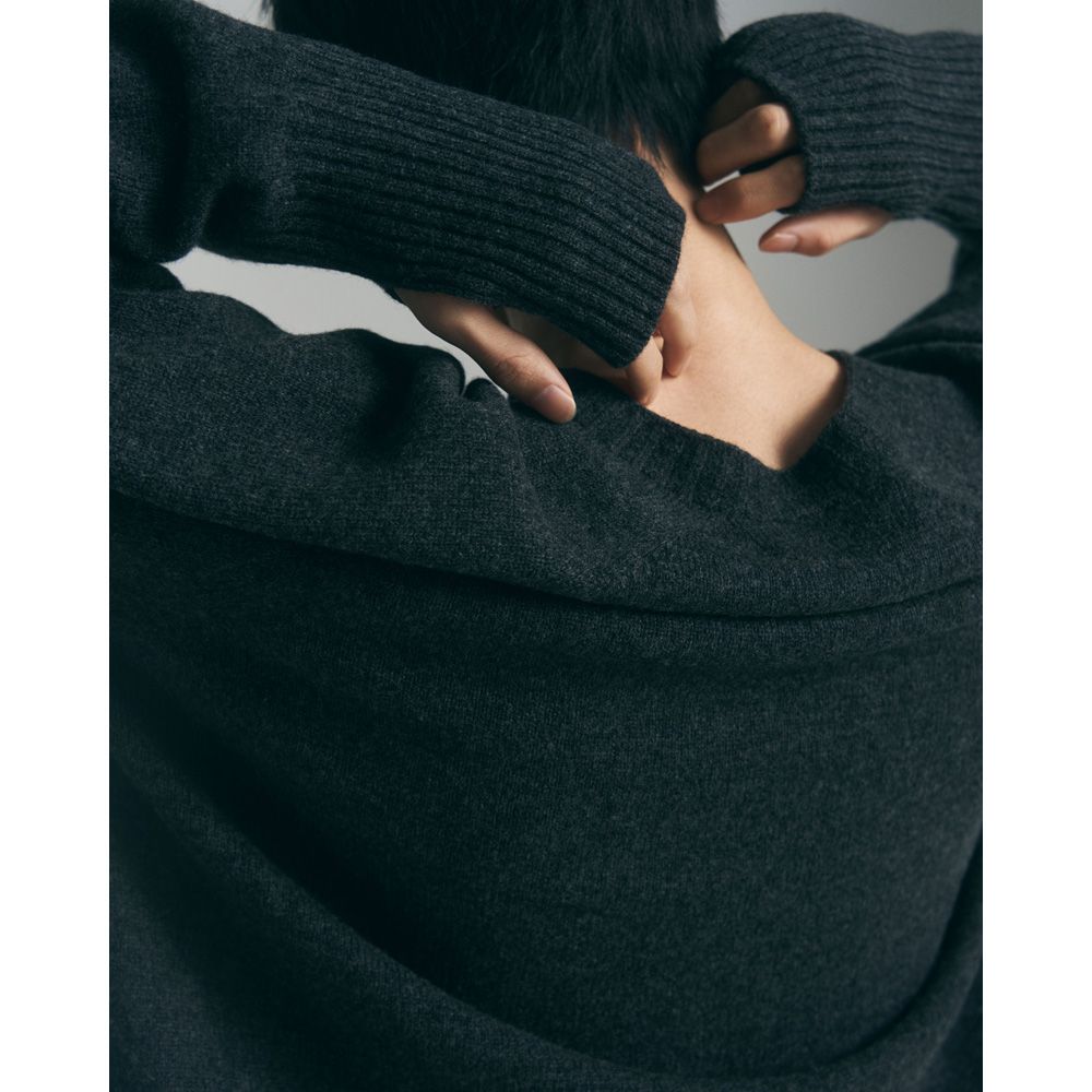 Wholegarment knit sweater - Wool & cashmere & silk - Charcoal / ホールガーメント クルーネックセーター - ウール & カシミヤ & シルク / SNKN-001C