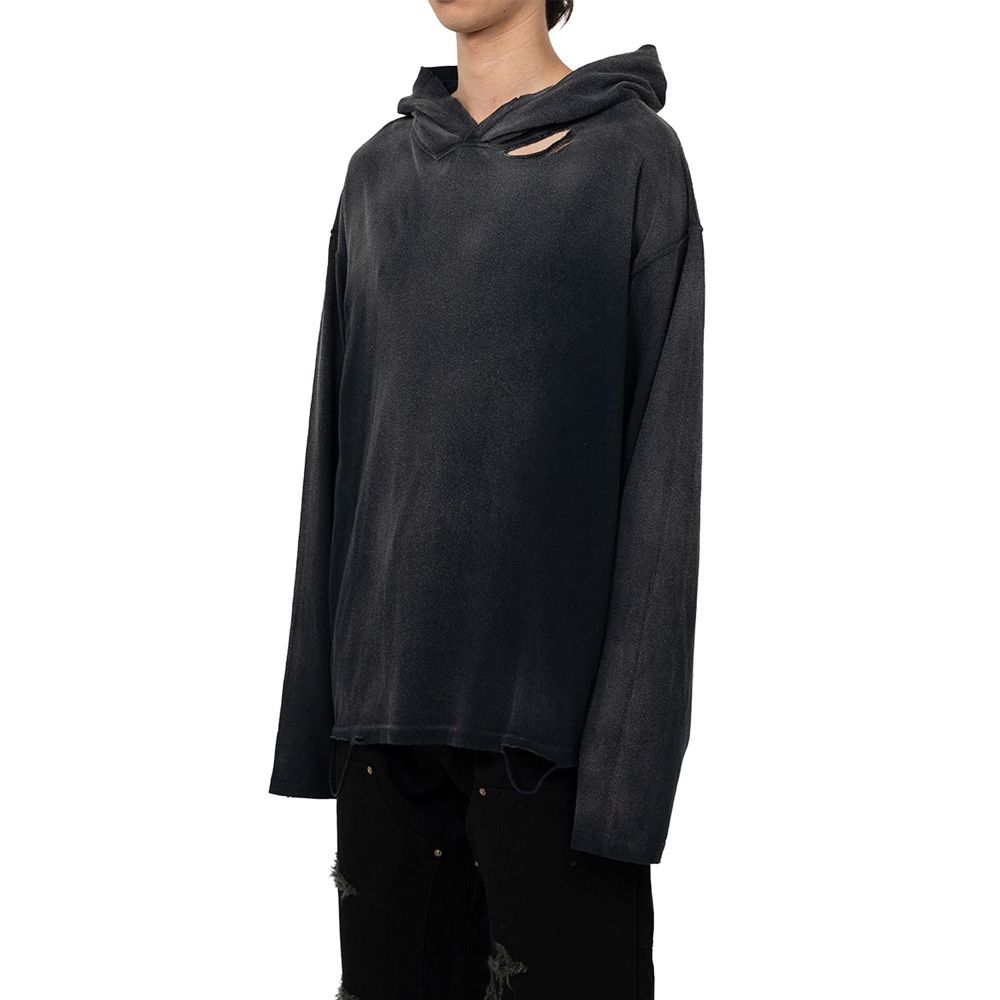 Distressed Light Weight Hoodie - BLACK / ライトウエイト フーディー / G15HD089