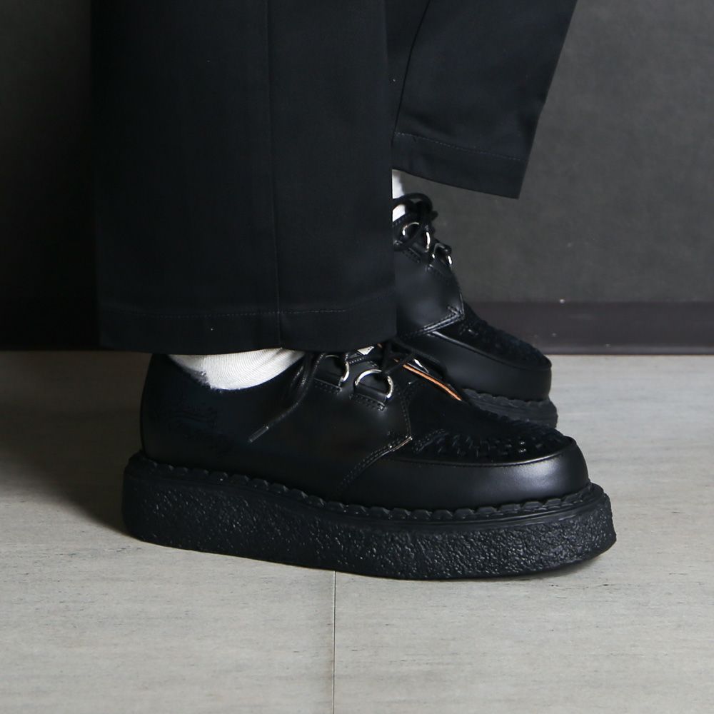 BEDWIN & THE MMY General Scale. / "DAVID" Leather Inter Lace Shoes - BLK × BLK / C15FW703