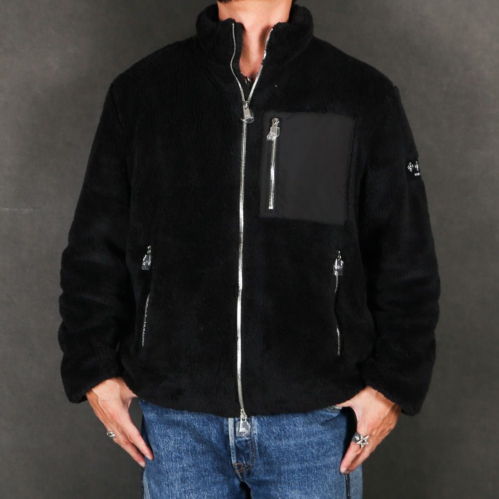 MONREALE モンレアレ - BLACK / ボア スタンドカラーブルゾン (フリース) /  MJXA0213033588