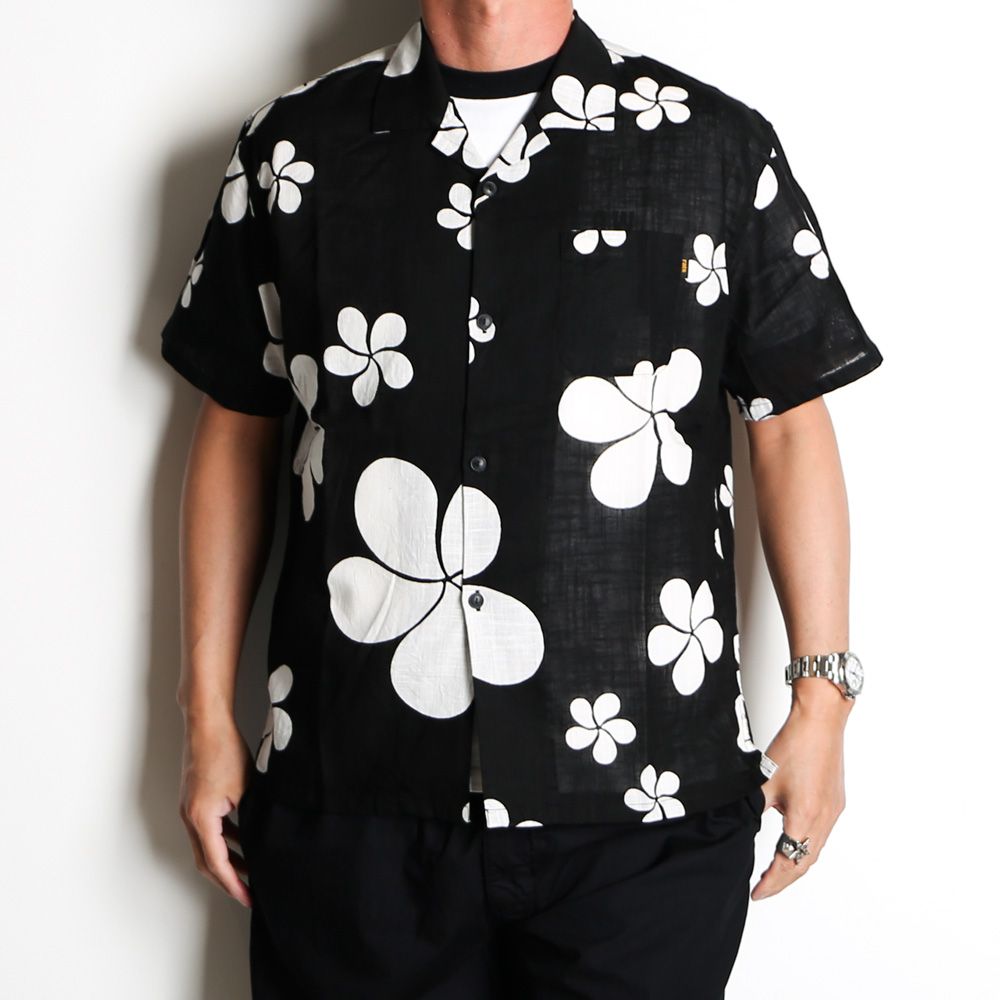 FLOWER ALOHA S/S SHIRT - BLACK / ハワイアンシャツ / 24'RS-0508