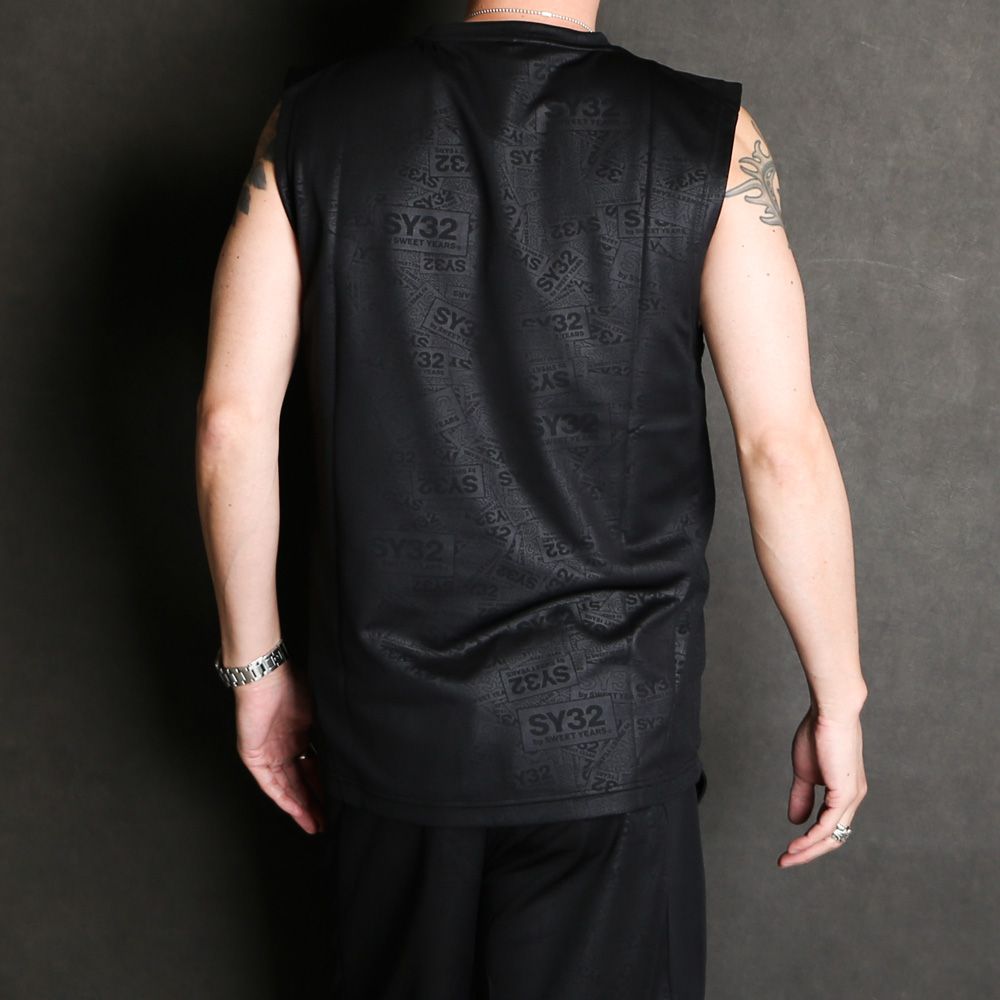 SY32 by SWEET YEARS - EMBOSS LOGO NO SLEEVE TEE / ノースリーブ T 