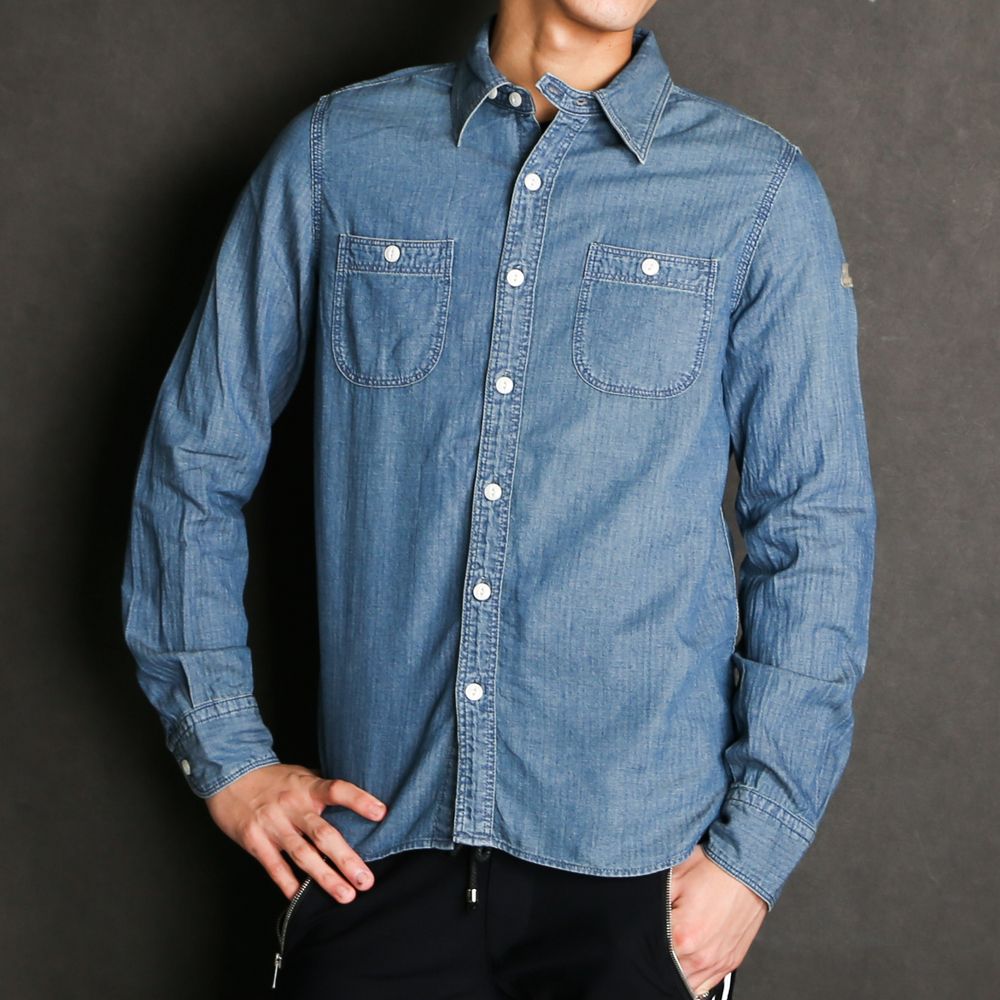 TMT - 【ラスト1点-サイズXL】 HERRINGBONE INDIGO CHAMBRAY WORK