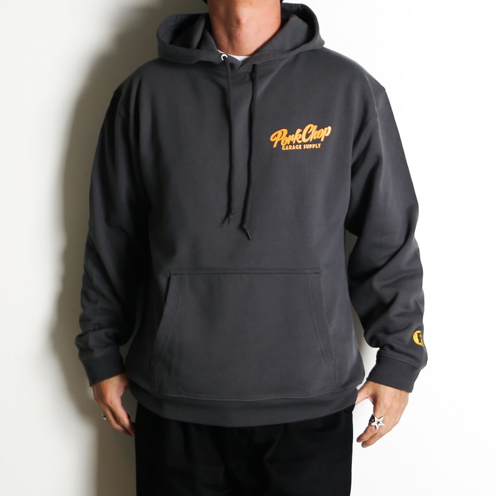 SCRIPT PORK HOODIE - ASH BLACK / プルオーバーパーカー