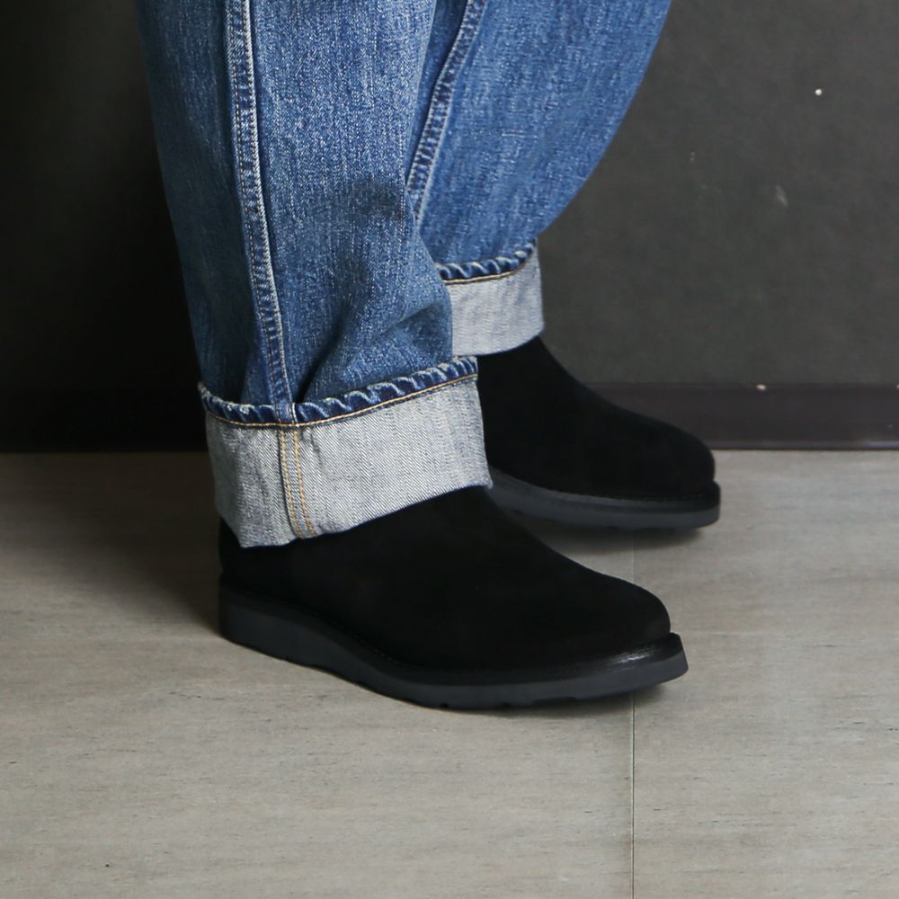 Suede Leather Side Zipper Boots - BLK / MDMGK001