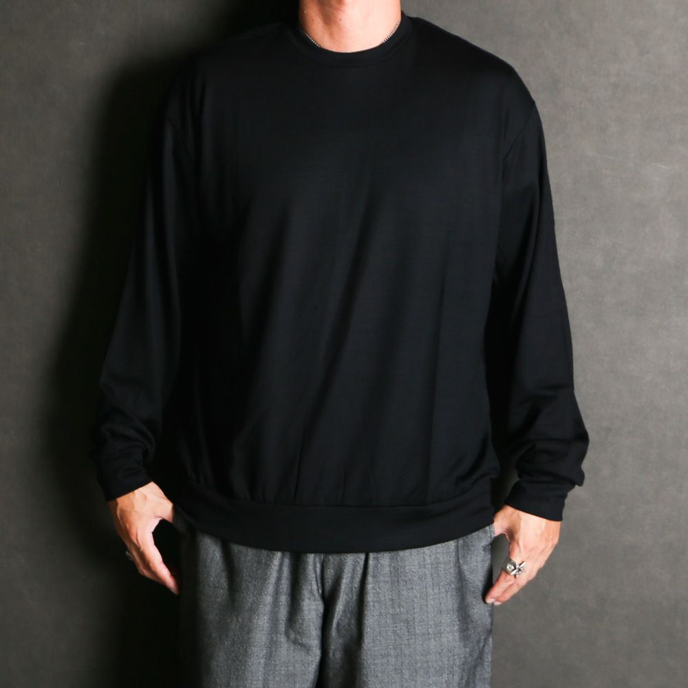 CREW NECK - BLACK / ウォッシャブルウール天竺 - クルーネック / M25C21CS02C
