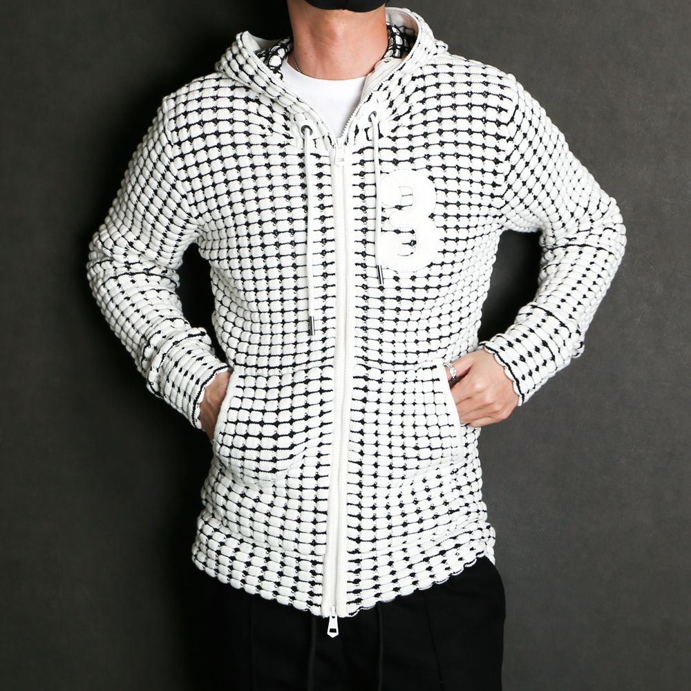 BIG WAFFLE "3" KNIT HOODIE / ビッグワッフル ジップパーカー / USO-21029