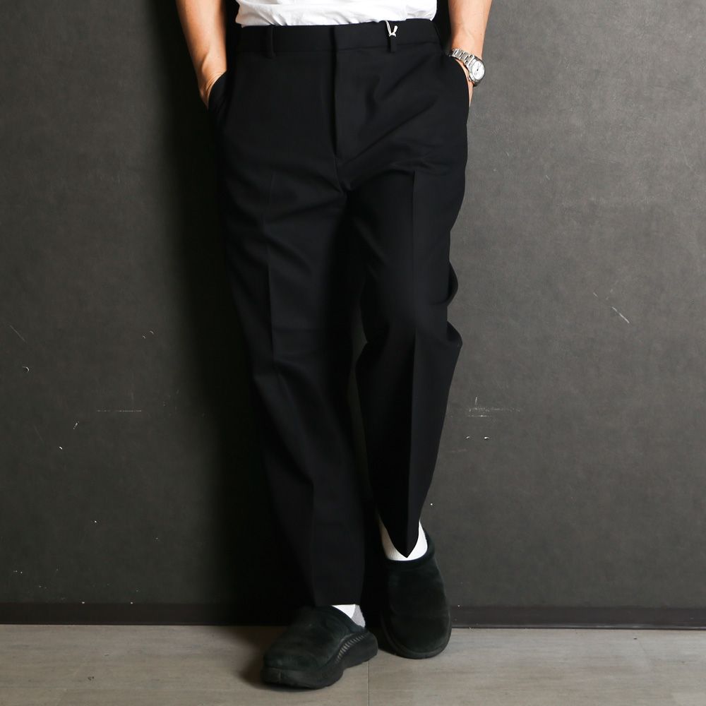 FLAT TAPERED TROUSERS - BLACK / オーガニックコットン サバイバルクロス - フラットテーパードイージートラウザーズ / A26A93PT01C