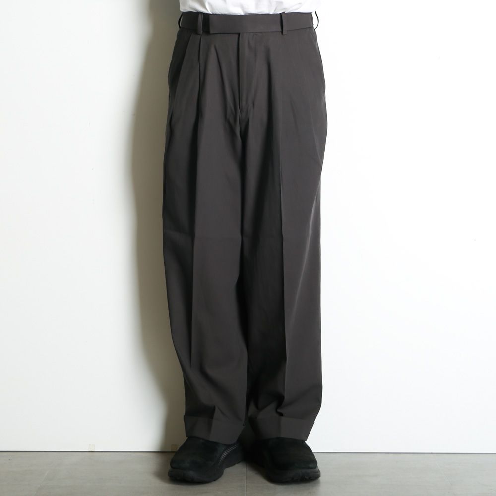 DOUBLE PLEATED SEMI EASY TROUSERS - CHARCOAL / 60/2オーガニック強燃ボイル3/2ツイル - ダブルプリーテッドセミイージートラウザーズ / A26A16PT01C