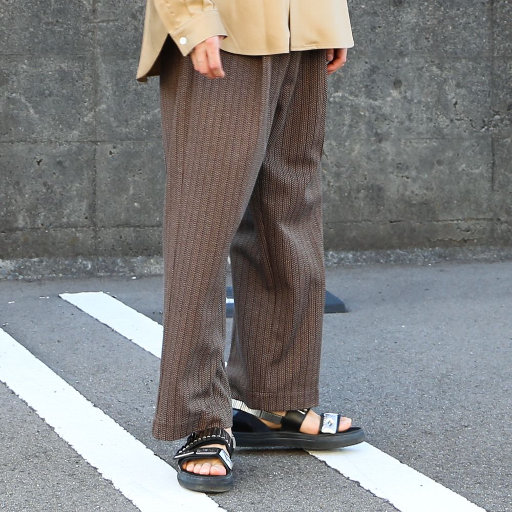 1 tuck wide trouser - Herringbone jersey / 1タックワイドトラウザー ヘリンボーンストライプ / SN-399B