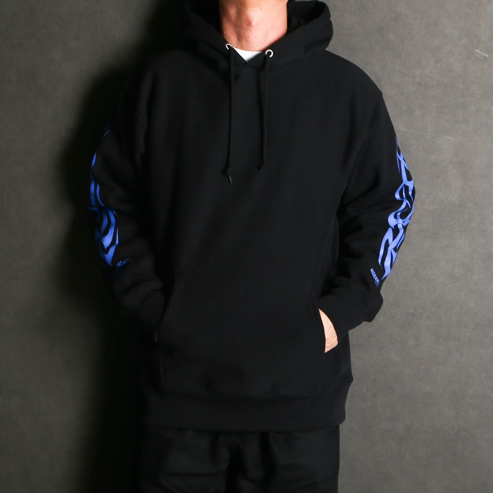MAD Hooded Sweat Shirt - BLK × Blue / プルオーバーパーカー / HC-110825