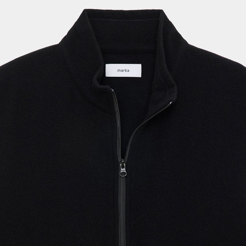 ZIP UP VEST - BLACK / スーパー130s ウールナッピング - ジップアップベスト / M25D10CS03A