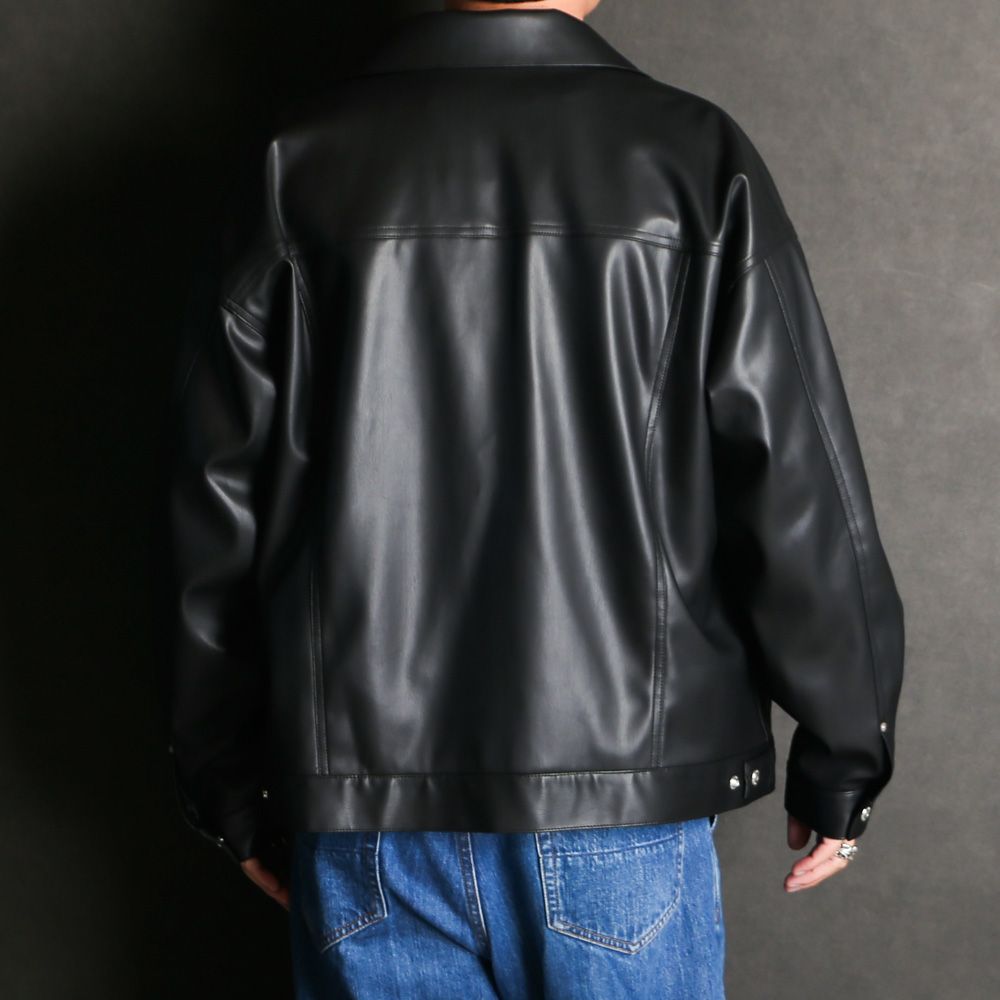 LEATHER OVER 3RD G - BLACK / エコレザージャケット / RC37-JK-006