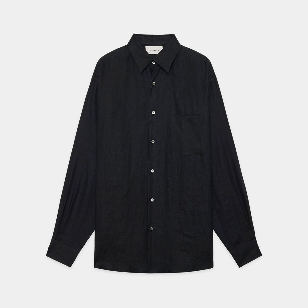 COMFORT FIT SHIRT - BLACK / ヘンプ細布 - コンフォートフィットシャツ / A26A22SH01C