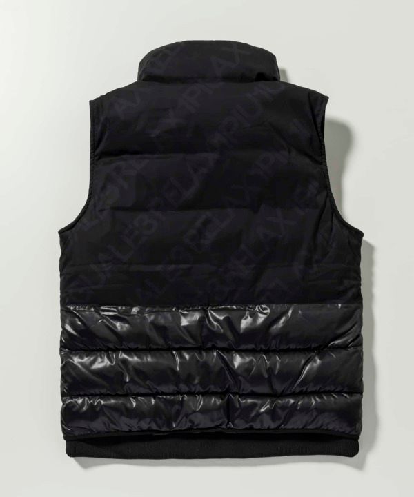 DIAGONAL LOGO VEST / 総柄ロゴパデッドベスト / USO-22073