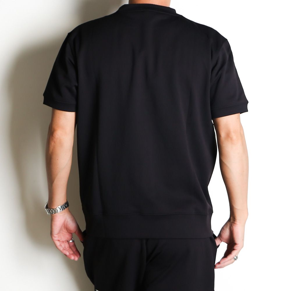 SPIRAL KNIT ZIP TEE - BLACK  / グラフィック ニットTシャツ / 15013