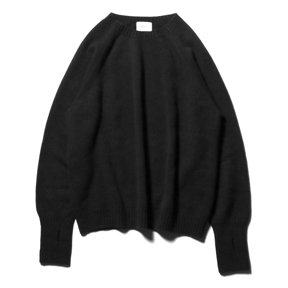 Wholegarment knit sweater - Wool & cashmere & silk - Black / ホールガーメント クルーネックセーター - ウール & カシミヤ & シルク / SNKN-001A