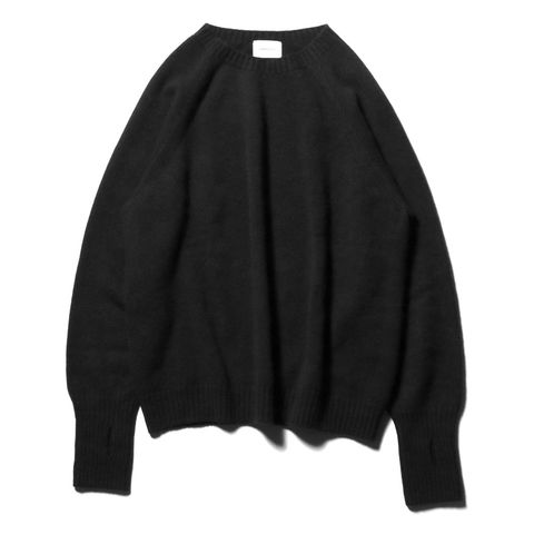 Wholegarment knit sweater - Wool & cashmere & silk - Black / ホールガーメント クルーネックセーター - ウール & カシミヤ & シルク / SNKN-001A