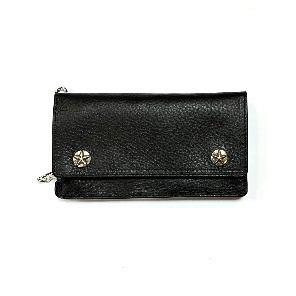 CALEE - SILVER STAR CONCHO LEATHER LONG WALLET / スター