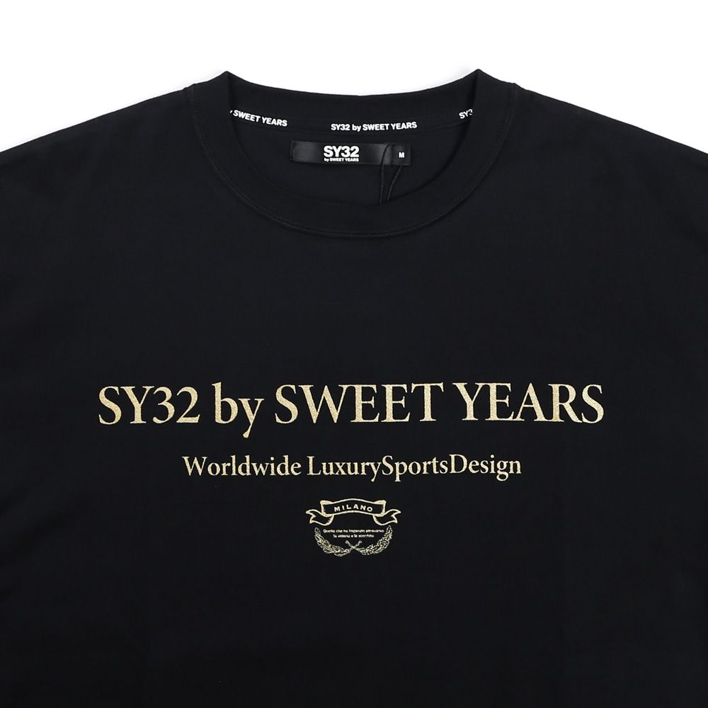 SANS SERIF LOGO L/S TEE - BLACK × GOLD / ロングスリーブTシャツ / 14178J-W