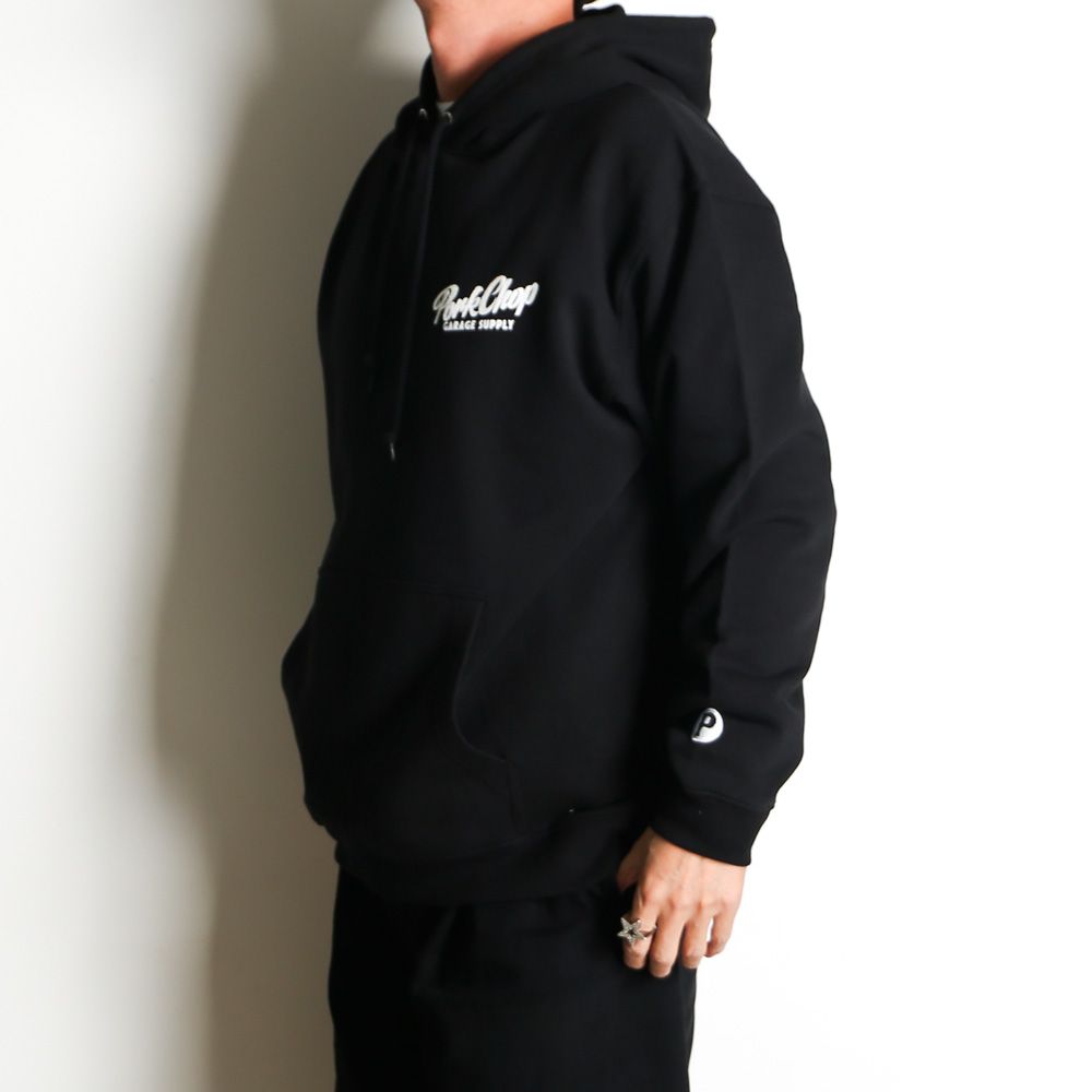 SCRIPT PORK HOODIE - BLACK / プルオーバーパーカー