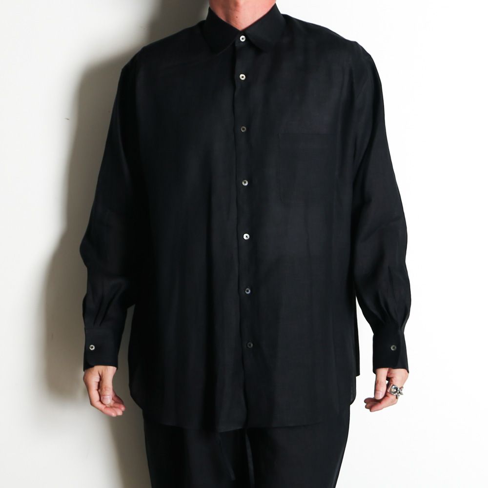 COMFORT FIT SHIRT - BLACK / ヘンプ細布 - コンフォートフィットシャツ / A26A22SH01C