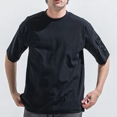 MILITARY NYLON OVER TEE - BLACK / ナイロンポケットビッグTシャツ / RC40-T-008