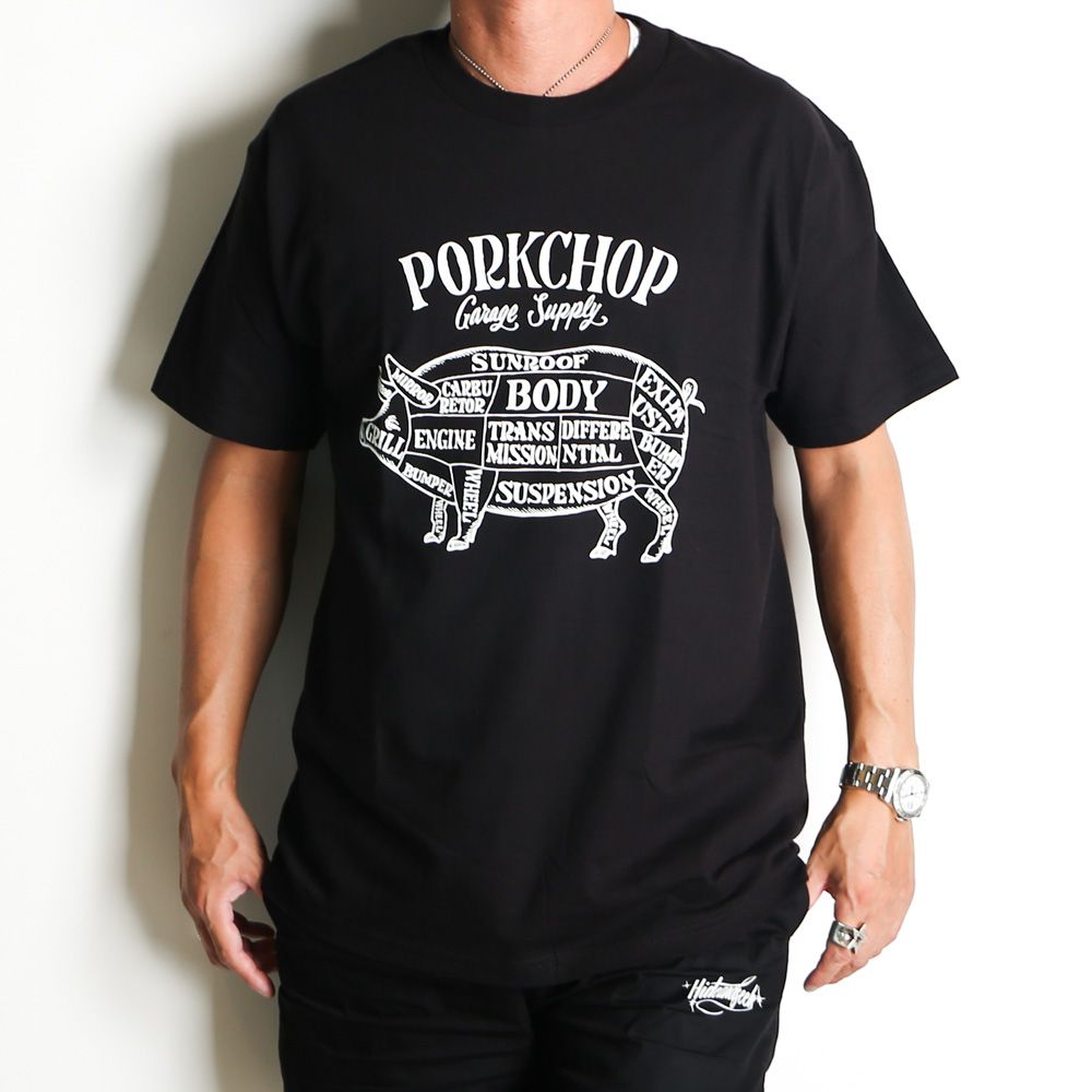 PORKCHOP 「PORK FRONT TEE 25」 　プリントティーシャツ PORKCHOP - PORK FRONT TEE 25 - BURGUNDY / ショートスリーブT