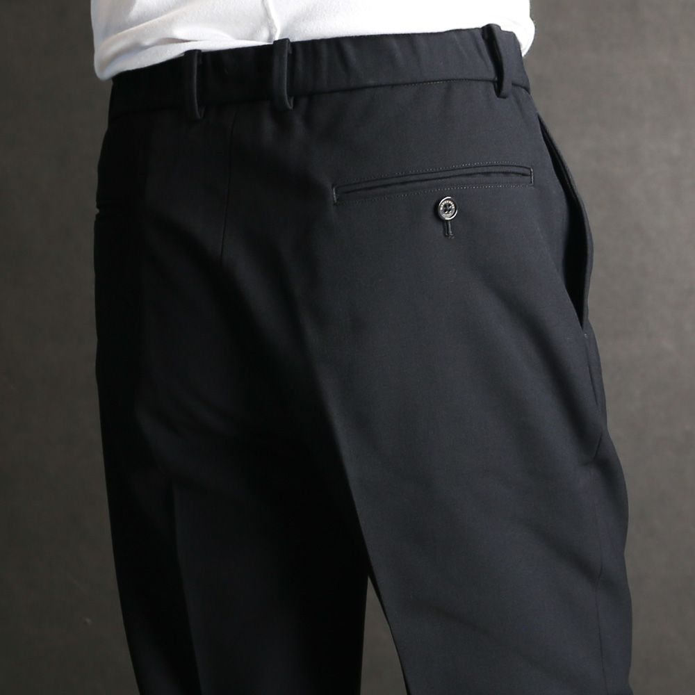 Flat Tapered Trousers - Black / 3/60 オーガニックウールサバイバルクロス® - フラットテーパードトラウザーズ / A26C07PT01C