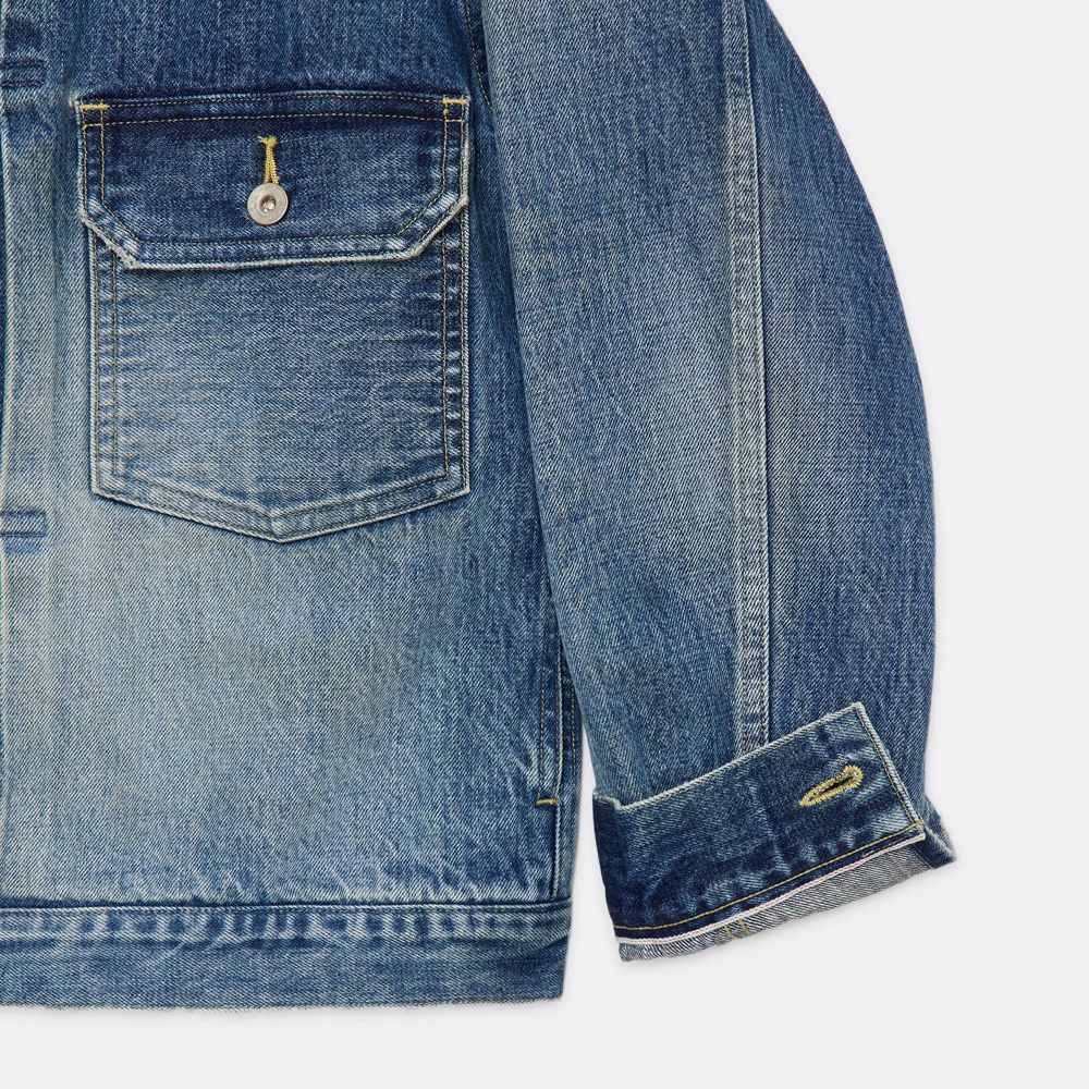 TYPE-1 DENIM JACKET - USED WASHED / オーガニックコットン 13.5oz セルビッチデニム - TYPE-1 デニムジャケット / M25C02BL02C
