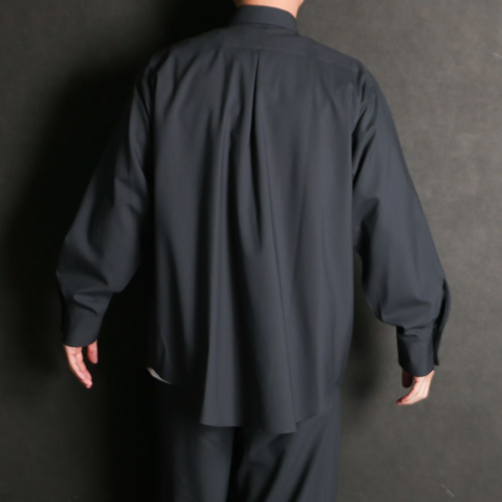 【ラスト1点-サイズ3】 COMFORT FIT SHIRT - CHARCOAL / オーガニックウール2/80トロピカル - コンフォートフィットシャツ / A26A15SH01C