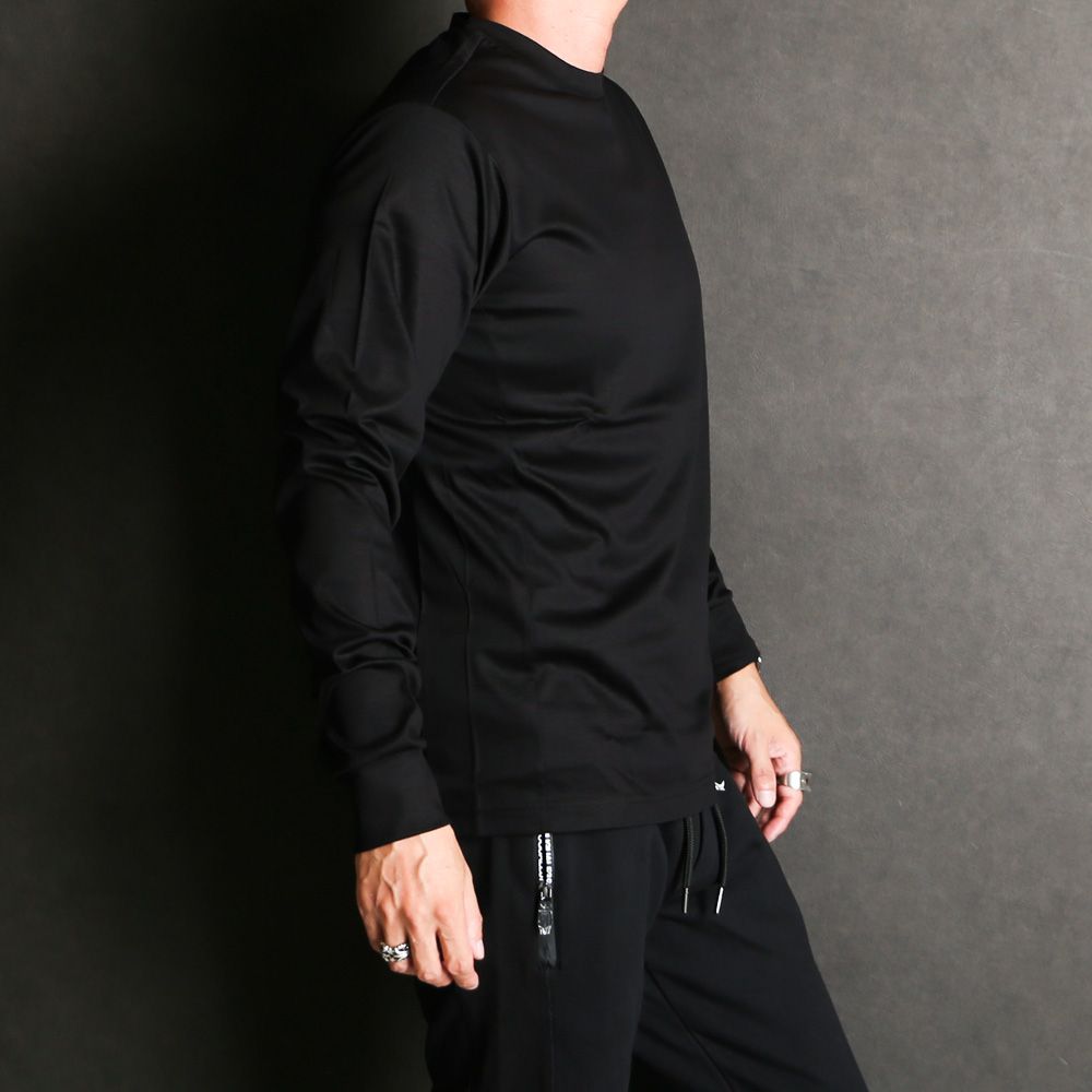 SUPER MERCERIZED LONG SLEEVE T-SHIRT - BLACK / ダブルシルケット ベーシック ロングスリーブTシャツ / UST-24059