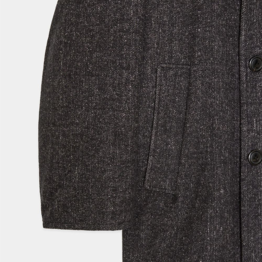 Shawl Collar Coat - Herringbone / ヘビーシルクフランネル - ショールカラーコート / M26C19CO01C