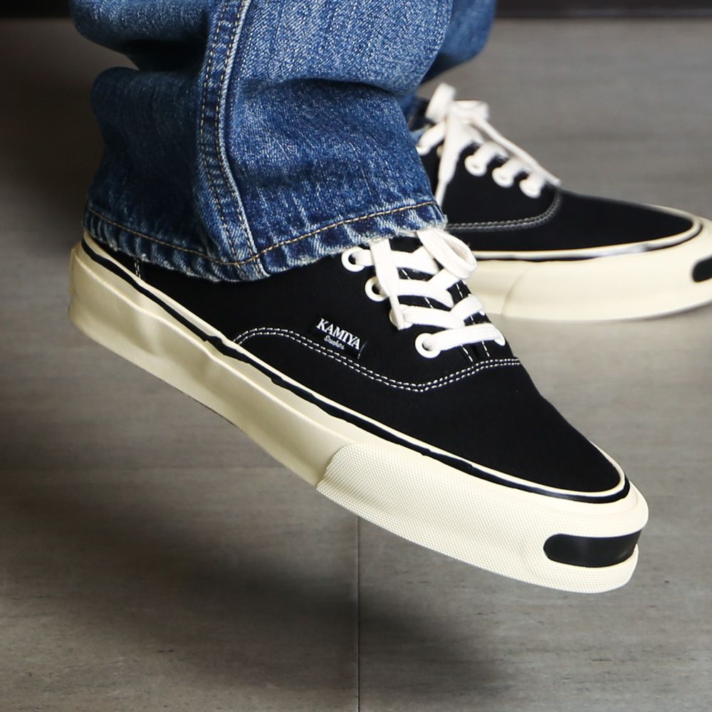 "Herc" Vulcanize Aged Sole Sneakers - Black / "ハーク"ヴァルカナイズ エイジドソール スニーカー / G16FW701