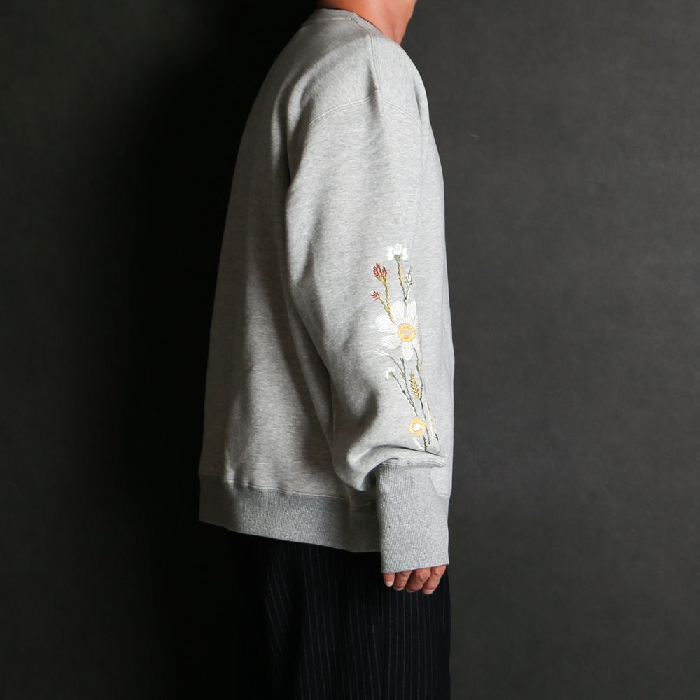 Embroidered Jacquard Crewneck Sweatshirt - Gray / クルーネック スウェット / SN-632B