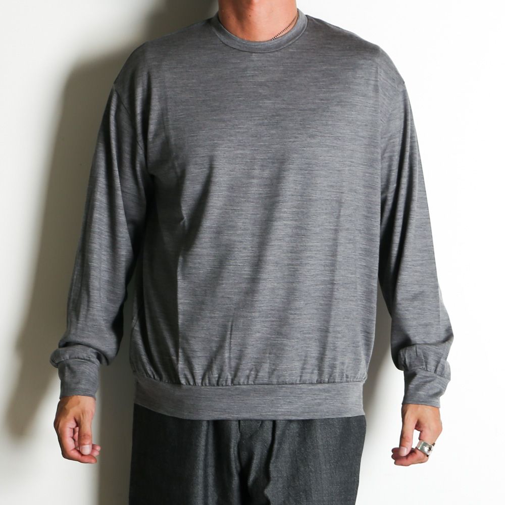 CREW NECK - TOP GRAY / ウォッシャブルウール天竺 - クルーネック / M25C21CS02C