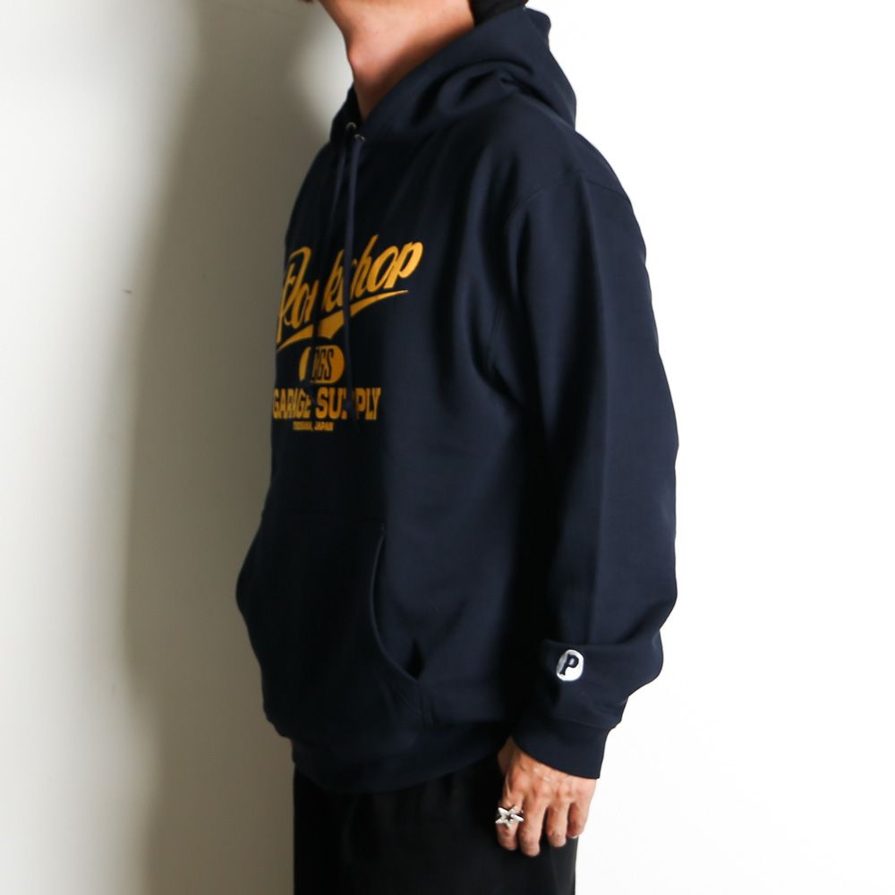 SCRIPT COLLEGE HOODIE - NAVY / プルオーバーパーカー