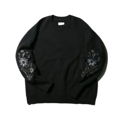 Embroidered Jacquard Crewneck Sweatshirt - Black / クルーネック スウェット / SN-632A