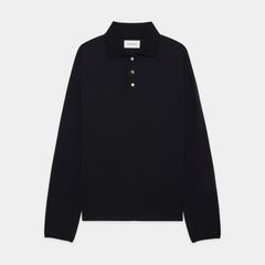 Long Sleeve Polo - Black / スーパー160sウール 防縮天竺 - ロングスリーブポロ / A26C12CS03C