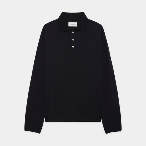 Long Sleeve Polo - Black / スーパー160sウール 防縮天竺 - ロングスリーブポロ / A26C12CS03C