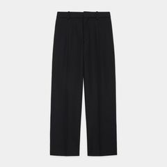 FLAT TAPERED TROUSERS - BLACK / オーガニックコットン サバイバルクロス - フラットテーパードトラウザーズ / A26A93PT01C