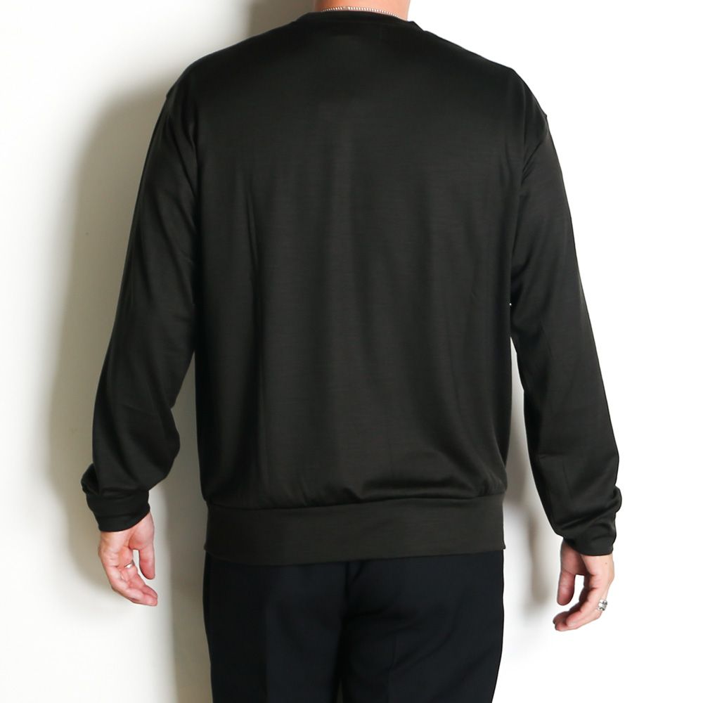 【ラスト1点-サイズ4】 Crew Neck L/S Tee - Dark Olive / スーパー100sウォッシャブルウール天竺 - クルーネック L/S Tee / M26C15CS03C