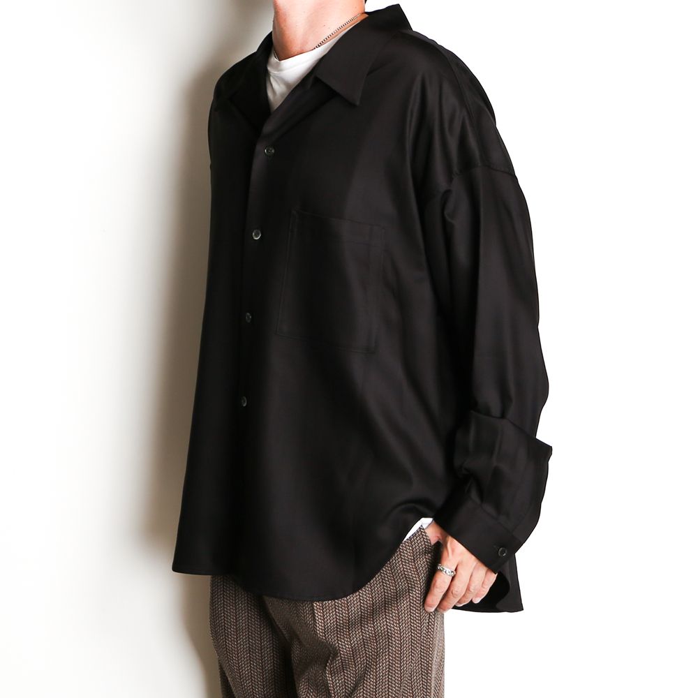 Regular fit big shirt - Rayon poly gabardine / レギュラーフィット ビッグシャツ ギャバジン / SN-411A