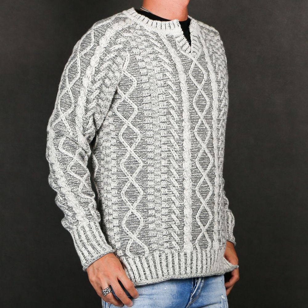 wjk - key-neck cable knit / キーネック ケーブルニット / 6859 kw44s