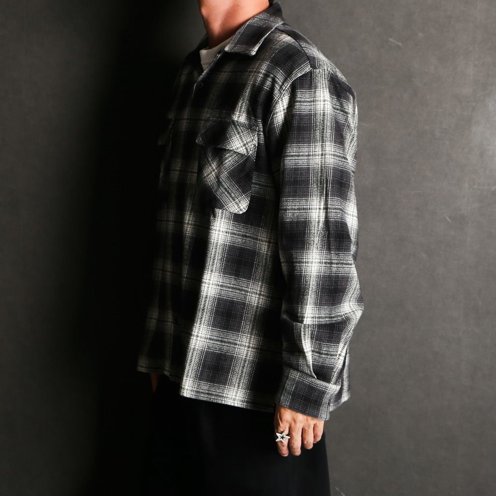 【ラスト1点-サイズM】Ombre Check L/S Shirt (25aw) - BLK / オンブレチェックシャツ / HS-090325