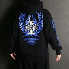 MAD Hooded Sweat Shirt - BLK × Blue / プルオーバーパーカー / HC-110825